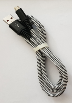 CABLEXPERT PREMIUM COTTON BRAIDED MICRO-USB CHARGING AND DATA CABLE, 1 M, BLACK/WHITE - 1 - Techsoundsystem.com